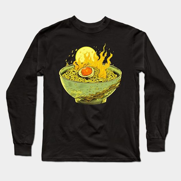 Fire Ramen Bowl Long Sleeve T-Shirt by OscarVanHendrix